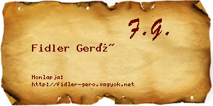 Fidler Gerő névjegykártya